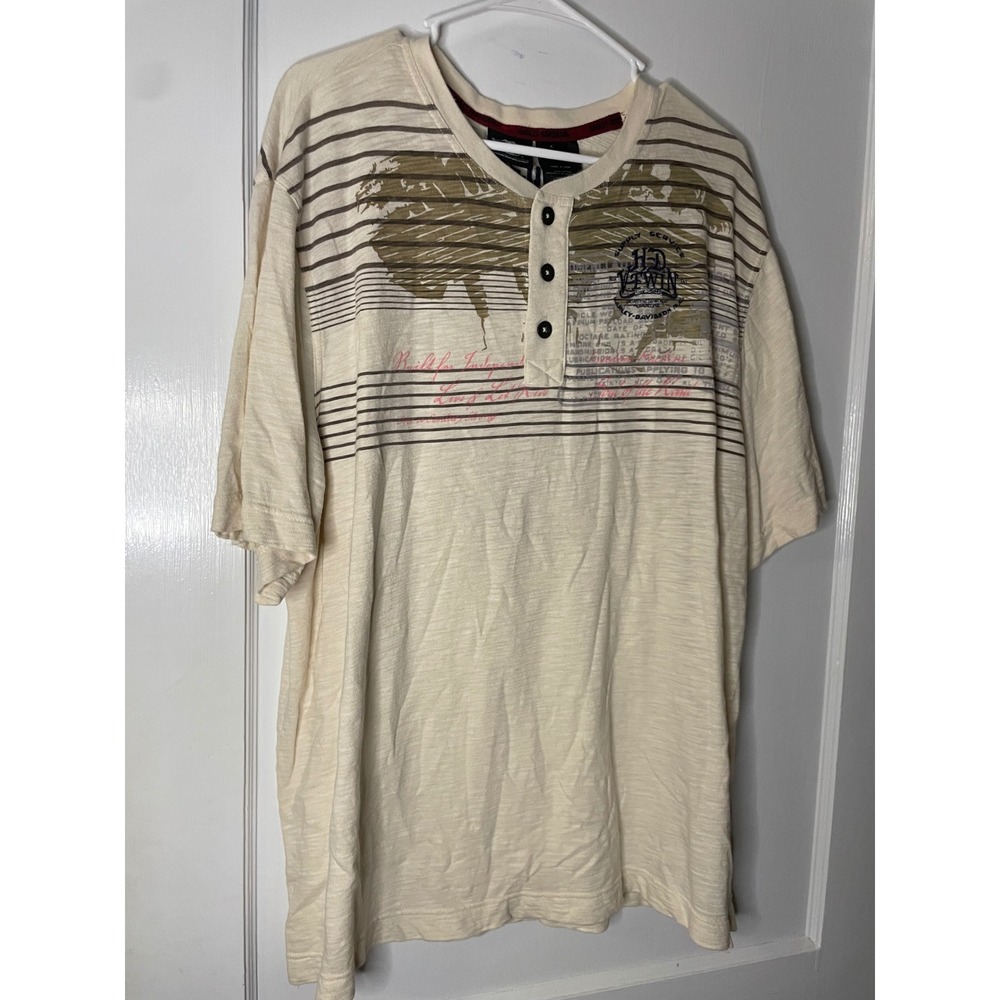 Harley Davidson XL‎ Cream Graphic T Shirt Motorcycle Short Sleeve